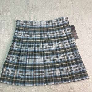 NOBO Green and White Mini Skater Skirt Pleated Casual